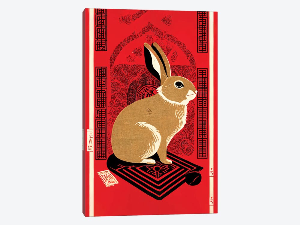 Chinese Lunar New Year Of The Rabbit 2023 Red II by Mambo Art Studio 1-piece Art Print