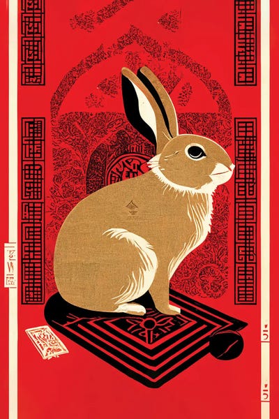 Mambo Art Studio: Chinese Lunar New Year Of The Rabbit 2023 Red II by Mambo Art Studio