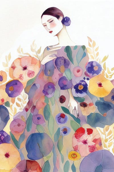 Mambo Art Studio: Lady In A Flower Dress by Mambo Art Studio