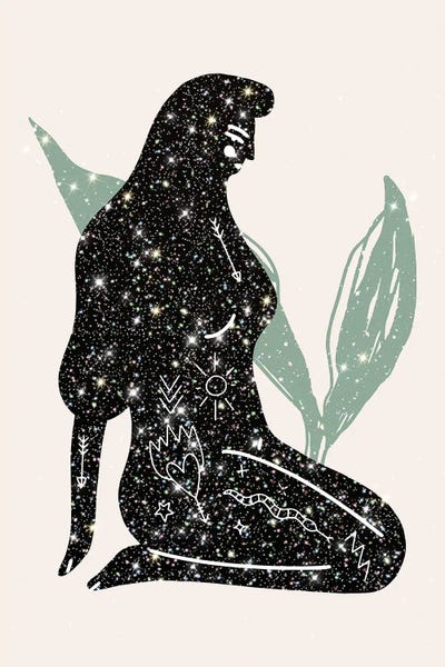 Lady Universe Glitter by Mambo Art Studio metal wall art