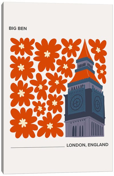 Big Ben - London, England, Warm Colours Illustration Travel Poster Canvas Art Print - London Travel Posters