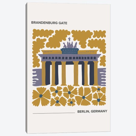 Brandenburg Gate - Berlin, Germany, Warm Colours Illustration Travel Poster Canvas Print #MSD391} by Mambo Art Studio Canvas Artwork