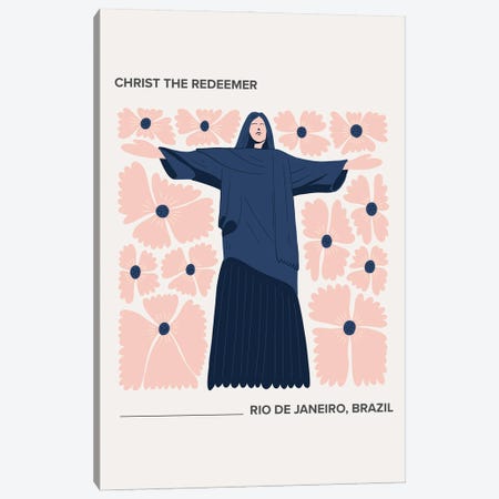Christ The Redeemer - Rio De Janeiro, Brazil, Warm Colours Illustration Travel Poster Canvas Print #MSD396} by Mambo Art Studio Art Print