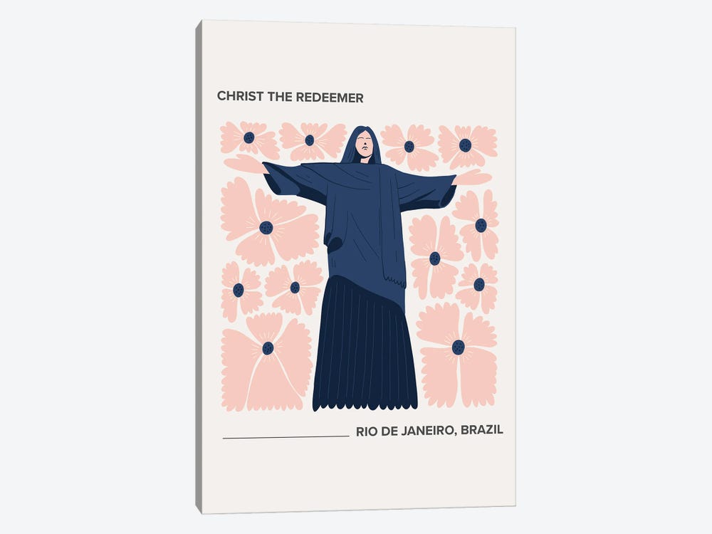Christ The Redeemer - Rio De Janeiro, Brazil, Warm Colours Illustration Travel Poster by Mambo Art Studio 1-piece Canvas Print