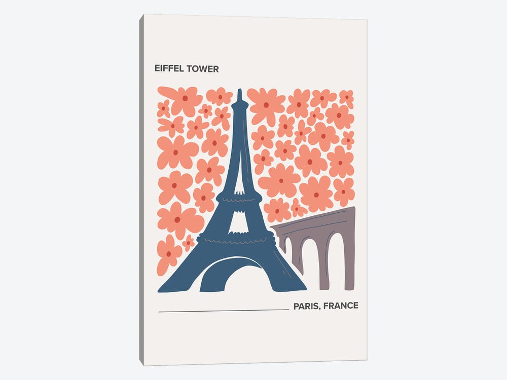 Eiffel Tower - Paris, France, Warm Colours Illustration Travel Poster by Mambo Art Studio 1-piece Art Print
