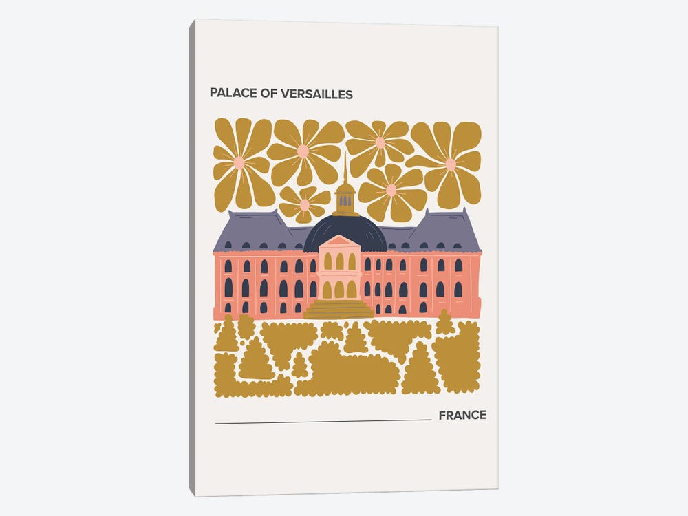 Palace Of Versailles - France, Warm Colours Illustration Travel Poster by Mambo Art Studio 1-piece Art Print