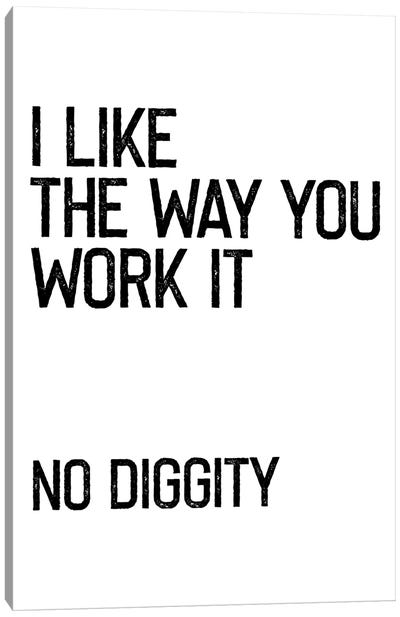 No Diggity Canvas Art Print - Black & White Minimalist Décor