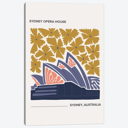 Sydney Opera - Sydney, Australia II, Warm Colours Illustration Travel Poster Canvas Print #MSD413} by Mambo Art Studio Art Print