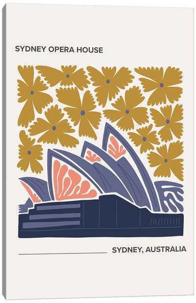 Sydney Opera - Sydney, Australia II, Warm Colours Illustration Travel Poster Canvas Art Print - Sydney Opera House