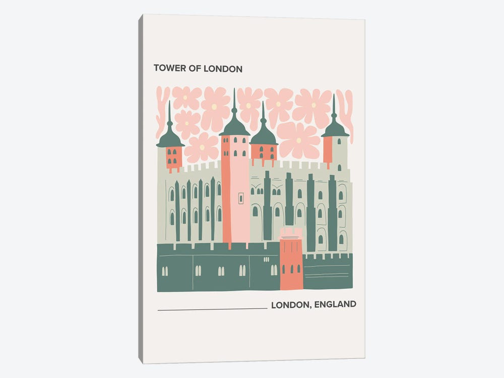 Tower Of London - London, England, Warm Colours Illustration Travel Poster by Mambo Art Studio 1-piece Canvas Art Print