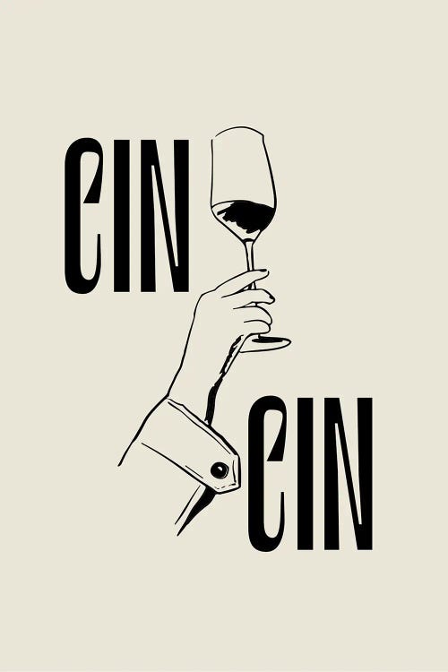 Cin Cin Wine, Vino Line Art Illustration