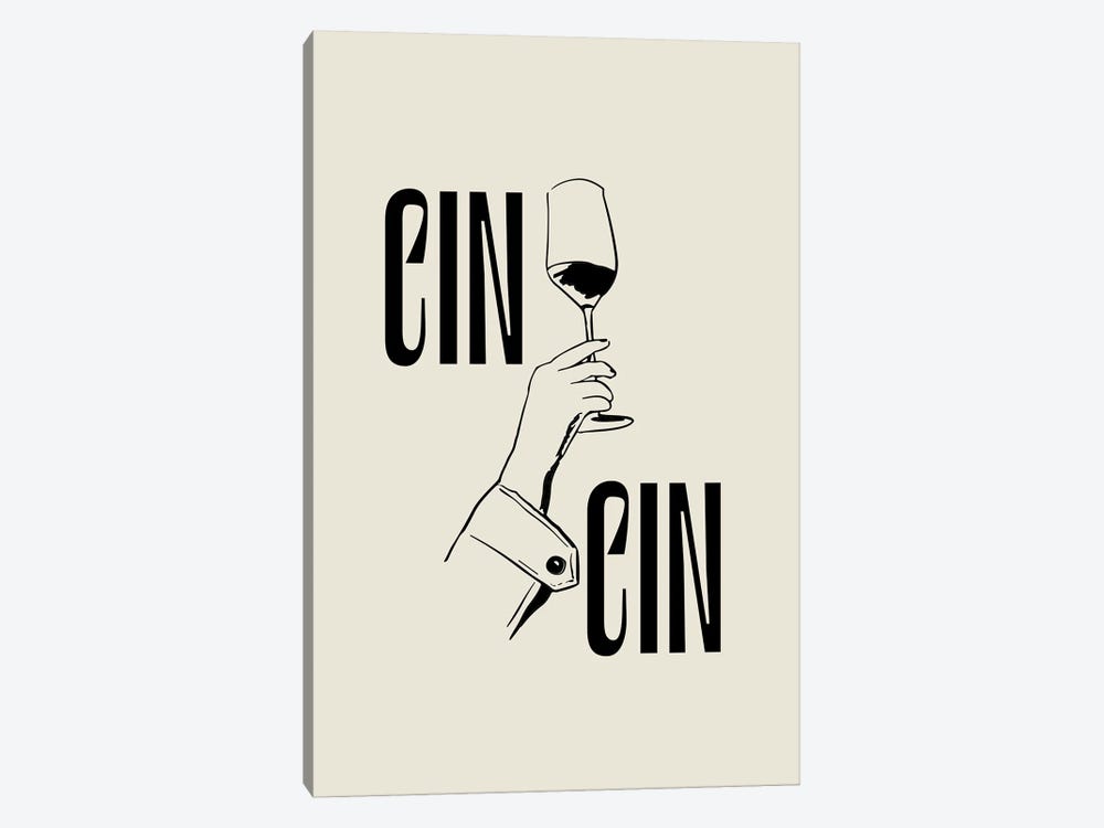 Cin Cin Wine, Vino Line Art Illustration by Mambo Art Studio 1-piece Canvas Art Print