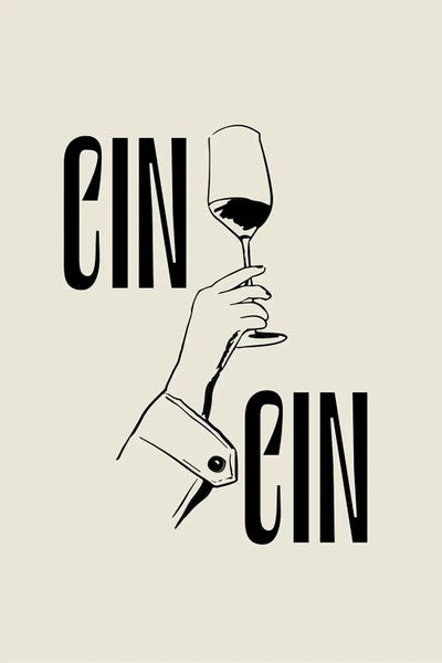 Mambo Art Studio: Cin Cin Wine, Vino Line Art Illustration by Mambo Art Studio