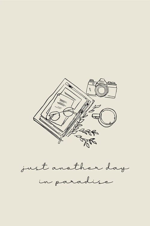 Just Another Day In Paradise. Camera Illustration Line Art by Mambo Art Studio wall art