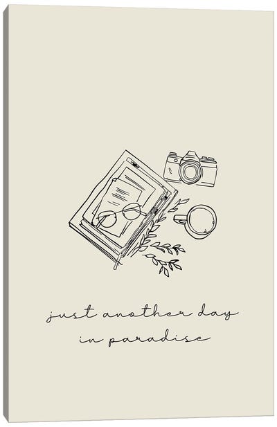 Just Another Day In Paradise. Camera Illustration Line Art Canvas Art Print - Gratitude Art