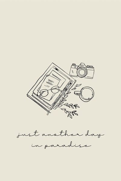 Gratitude: Just Another Day In Paradise. Camera Illustration Line Art by Mambo Art Studio