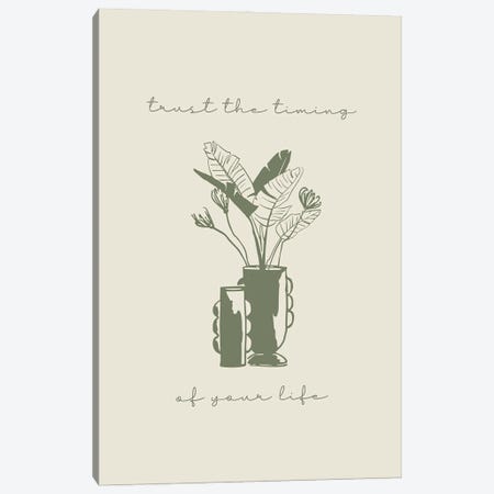 Trust The Timing Of Your Life. Line Art Plant Illustration Canvas Print #MSD436} by Mambo Art Studio Canvas Artwork