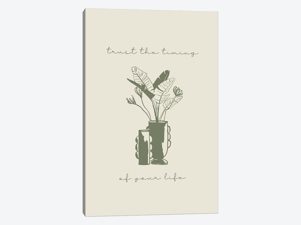 Trust The Timing Of Your Life. Line Art Plant Illustration by Mambo Art Studio 1-piece Canvas Art