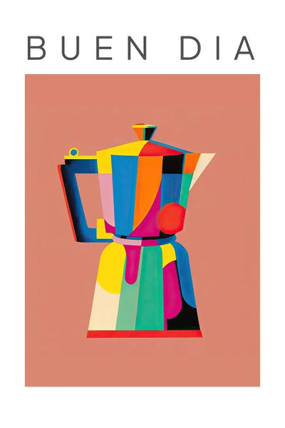 Mambo Art Studio: Colourful Moka Espresso Italian Coffee Maker Buen Dia by Mambo Art Studio