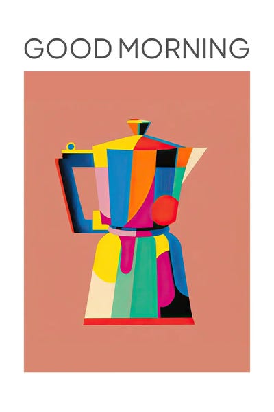 Colourful Moka Espresso Italian Coffee Maker Good Morning