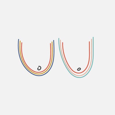 Rainbow boobs by Mambo Art Studio metal wall art