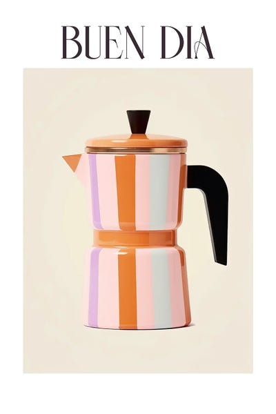 Moka Espresso Italian Coffee Maker Buen Dia 5 by Mambo Art Studio metal wall art