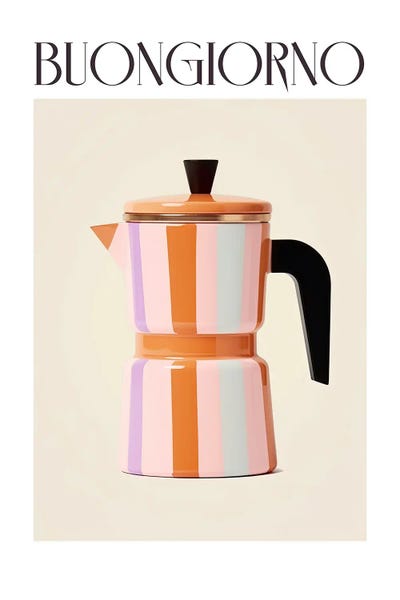 Moka Espresso Italian Coffee Maker Buongiorno 5 by Mambo Art Studio metal wall art
