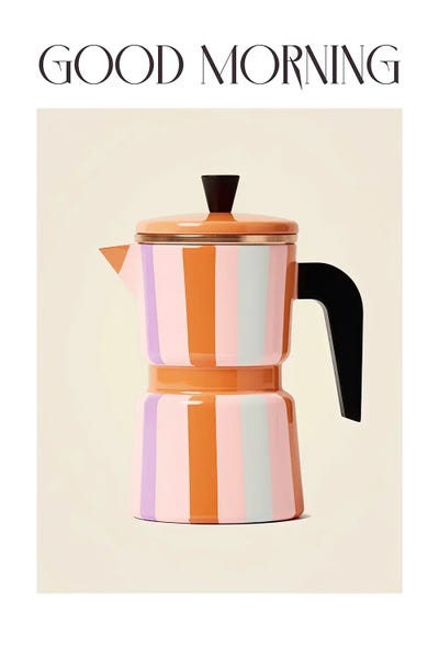 Dopamine Decor: Moka Espresso Italian Coffee Maker Good Morning 5 by Mambo Art Studio