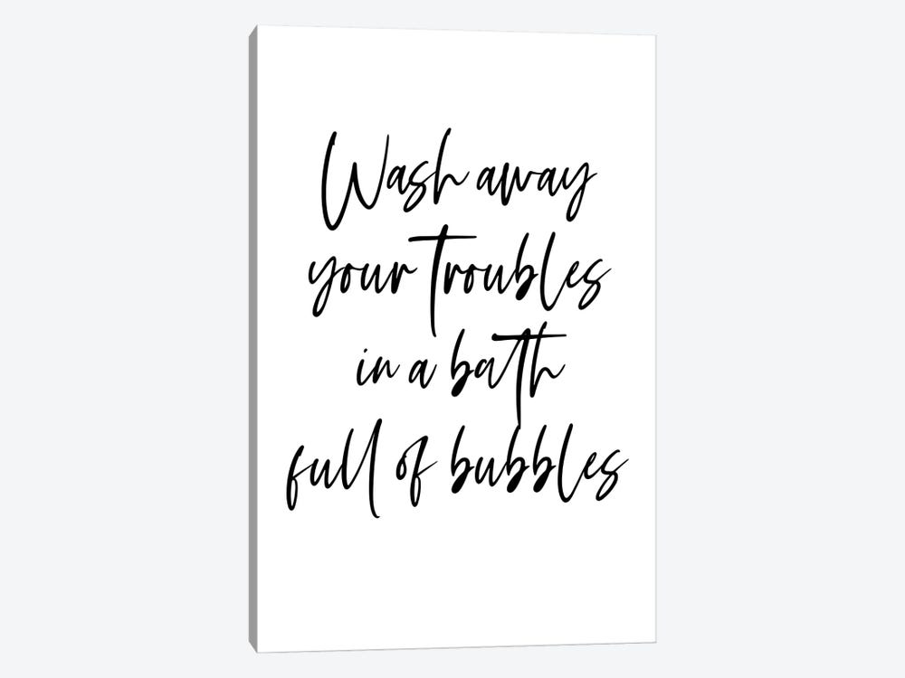 Wash away your troubles in a bath full of bubbles by Mambo Art Studio 1-piece Canvas Print