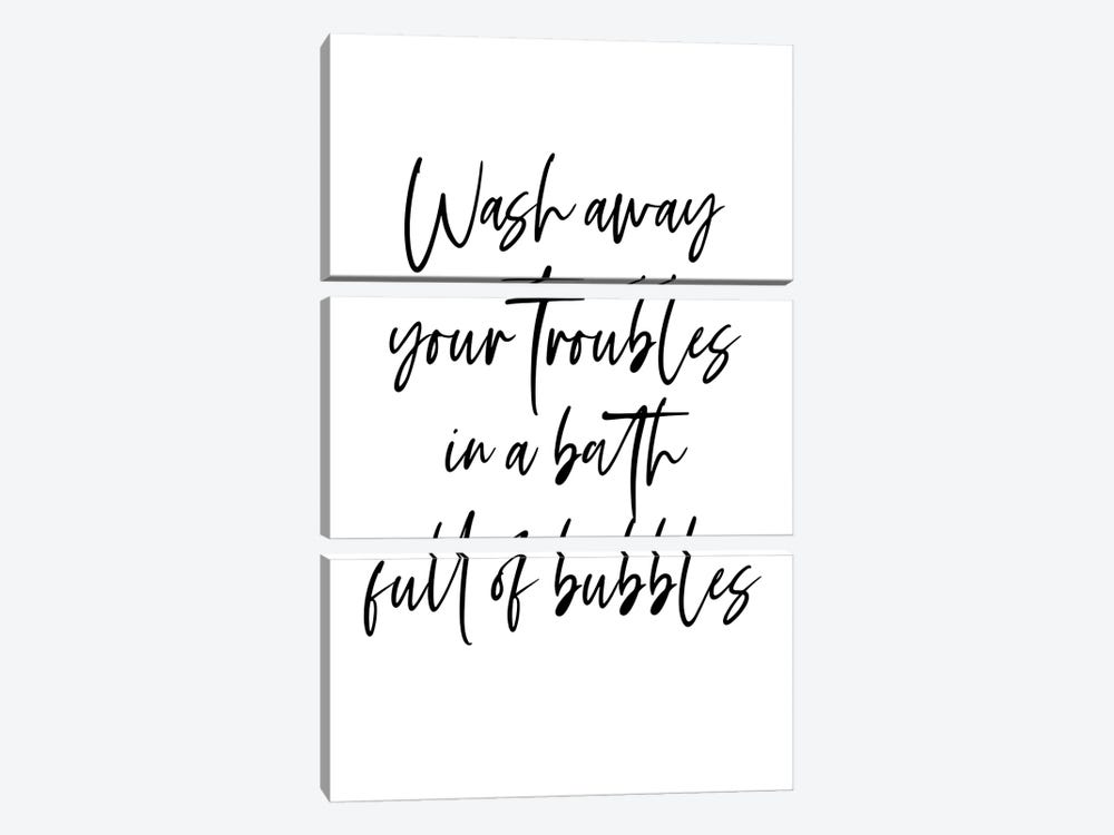 Wash away your troubles in a bath full of bubbles by Mambo Art Studio 3-piece Canvas Art Print