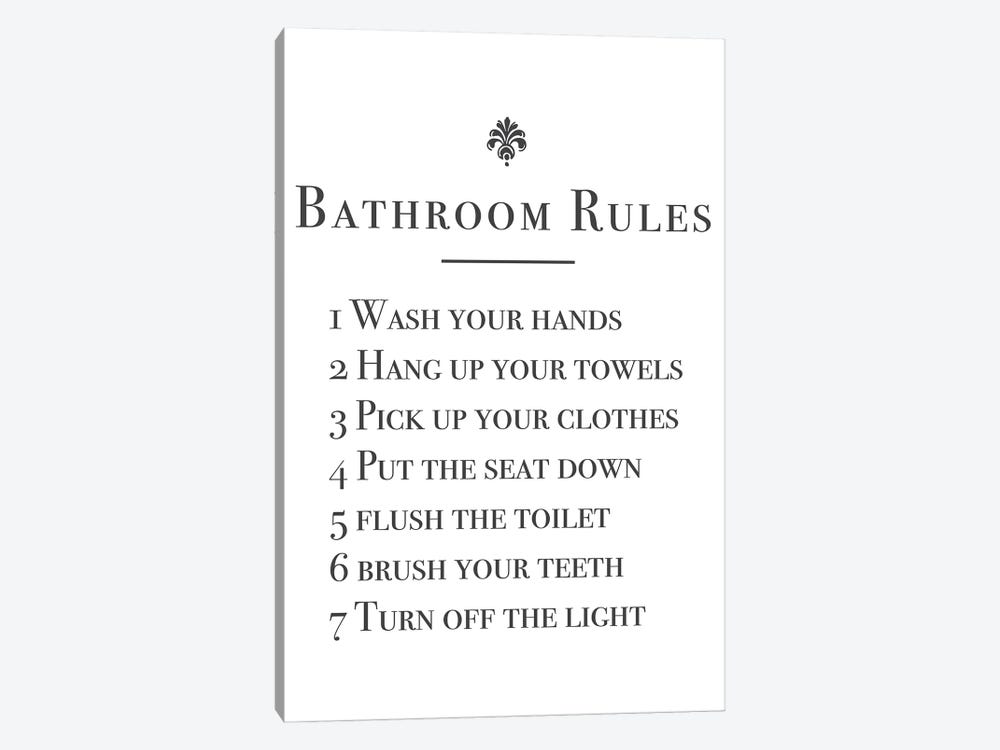 Bathroom Rules by Mambo Art Studio 1-piece Canvas Print