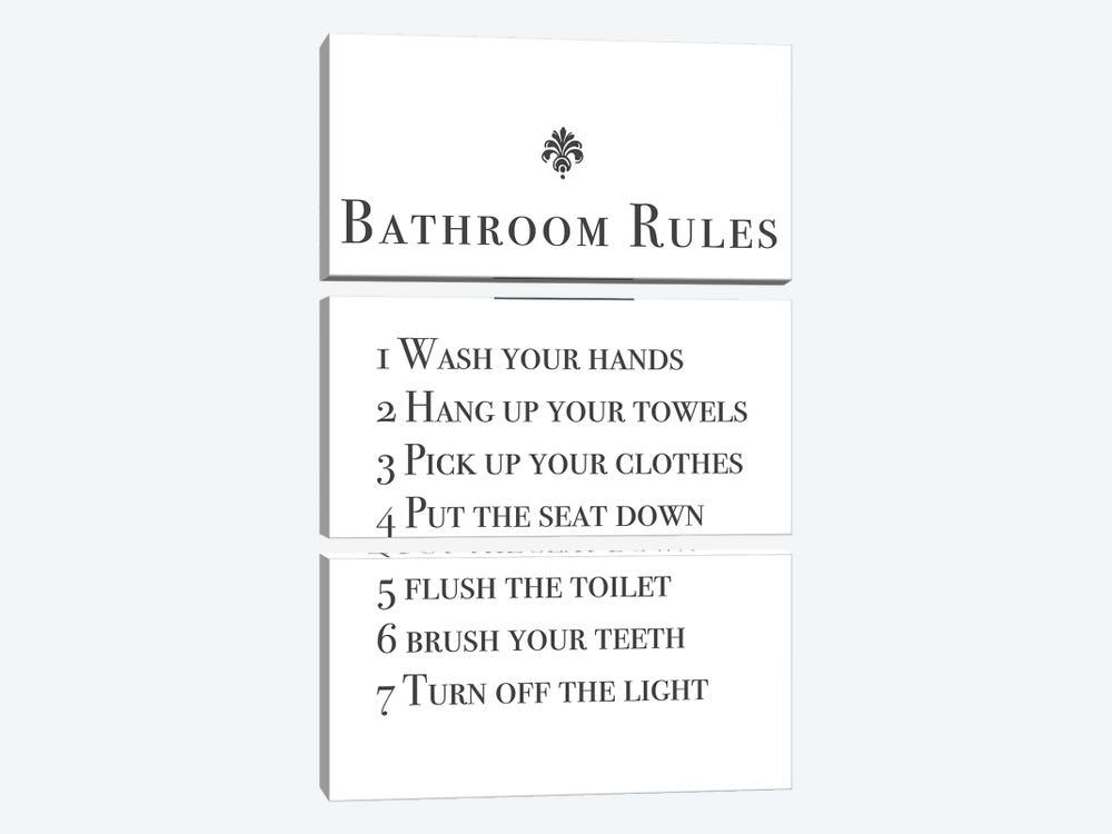 Bathroom Rules by Mambo Art Studio 3-piece Art Print