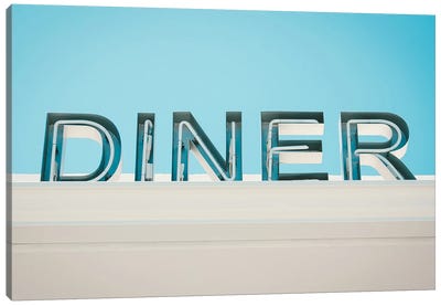 Retro Diner Sign Photo Canvas Art Print - Restaurant & Diner Art