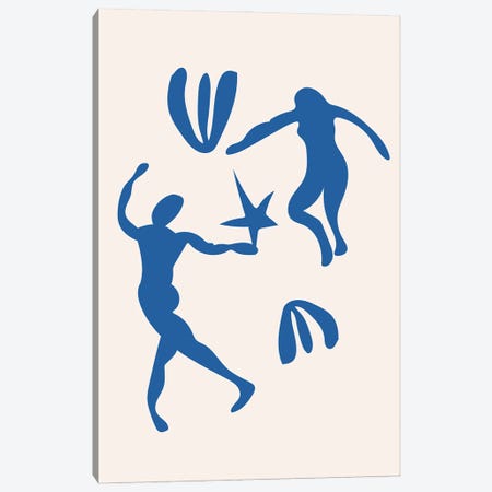 Blue People Cut Out Dancing Canvas Print #MSD93} by Mambo Art Studio Canvas Wall Art