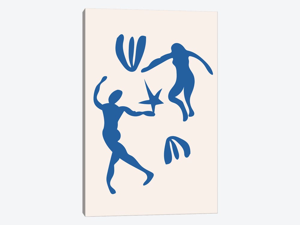 Blue People Cut Out Dancing by Mambo Art Studio 1-piece Canvas Wall Art