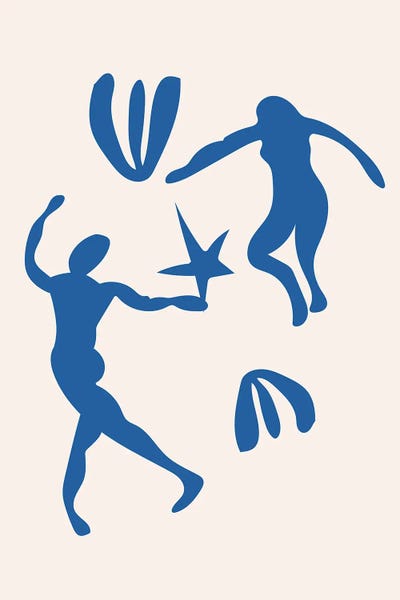 Mambo Art Studio: Blue People Cut Out Dancing by Mambo Art Studio