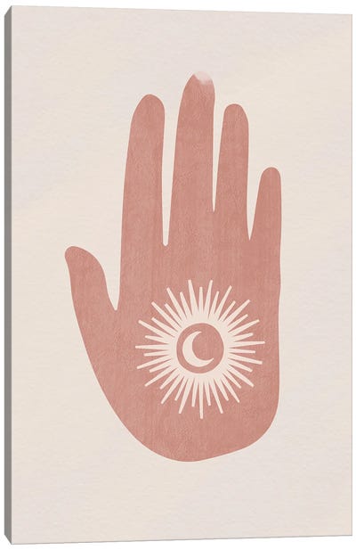 Eclipse Hand Canvas Art Print - Crescent Moon Art