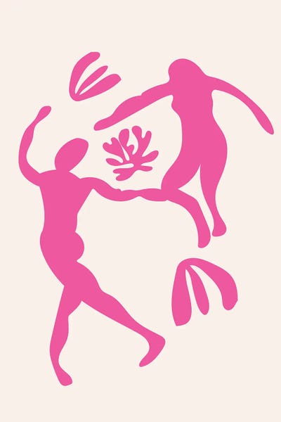 Pink People Cut Out Dancing by Mambo Art Studio metal wall art