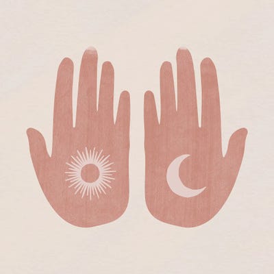 Sun, Moon, Hands by Mambo Art Studio metal wall art