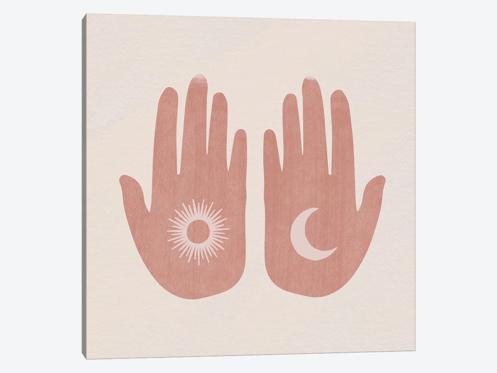 Sun, Moon, Hands by Mambo Art Studio 1-piece Canvas Print