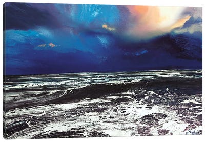 Lyme Bay Sky Canvas Art Print - Dark & Stormy Blues