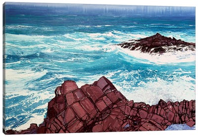 Seaspray, Red Rocks IV Canvas Art Print - Rust, Carbon and Cobalt