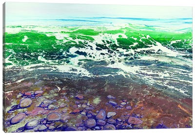 Emerald Pebbles Canvas Art Print - Rocky Beach Art