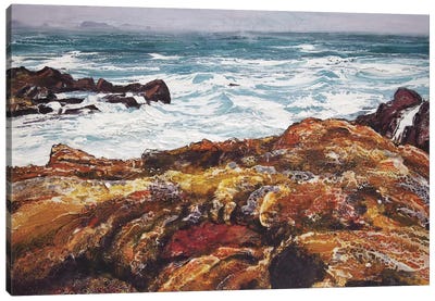 Iona V Canvas Art Print - Rust, Carbon and Cobalt