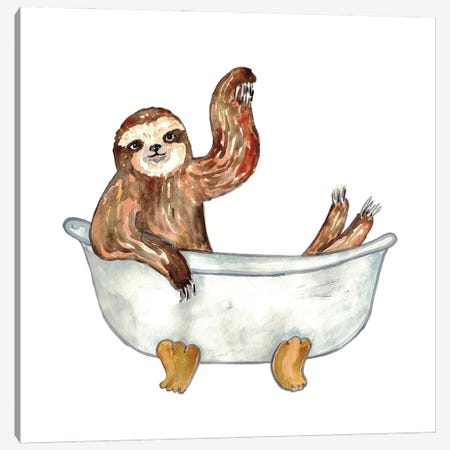 Sloth Bath Canvas Print #MSG105} by Maryna Salagub Canvas Artwork