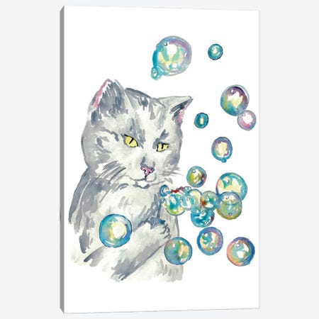 Cat Bubbles Canvas Print #MSG10} by Maryna Salagub Canvas Print