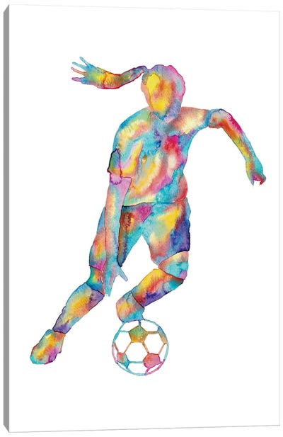 Soccer Girl Art Canvas Art Print - Soccer Art