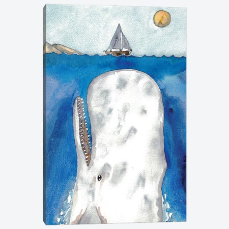 Whale And Boat Canvas Print #MSG133} by Maryna Salagub Canvas Art