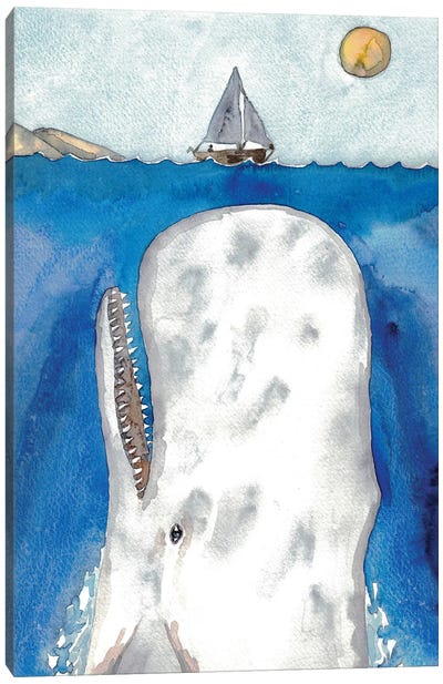 Whale And Boat Canvas Art Print - Maryna Salagub