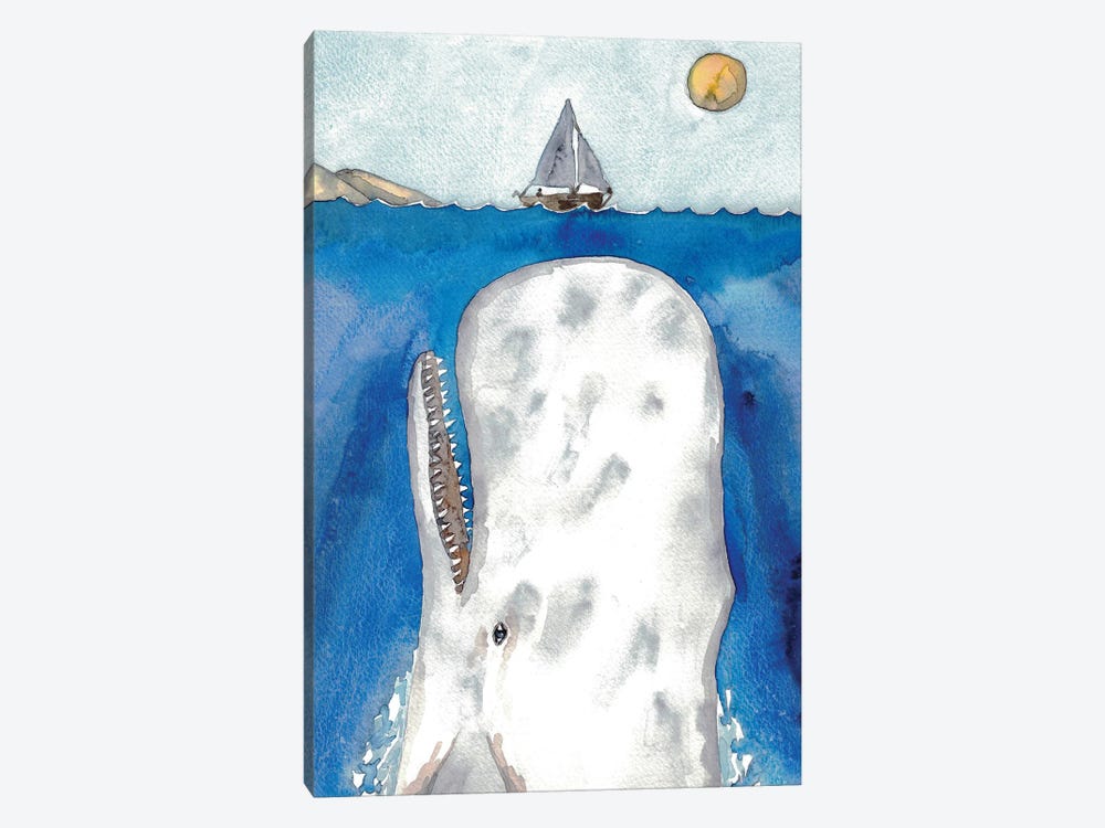 Whale And Boat by Maryna Salagub 1-piece Canvas Print